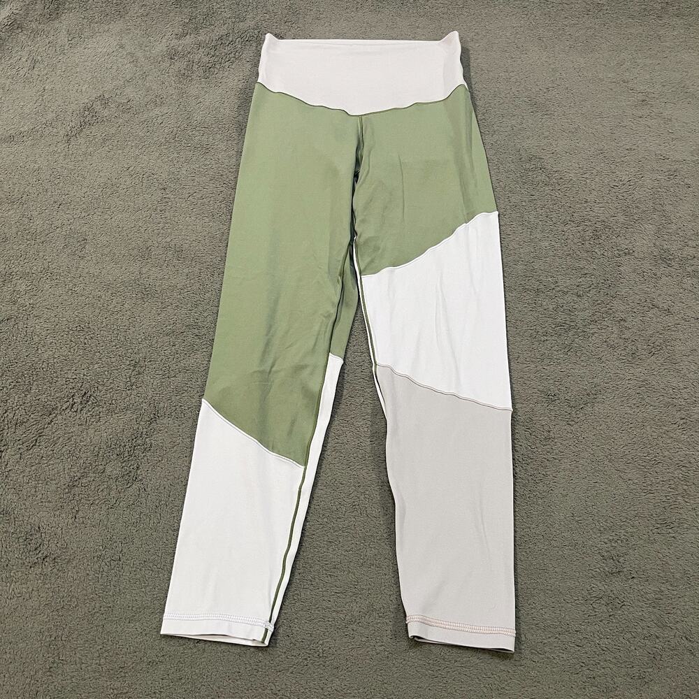 Aerie Green White Gray Activewear Athletic Colorblock Leggings Women’s Sz Small